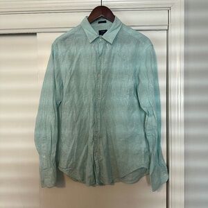 J. Crew Green Linen Cotton Button Up Shirt Slim M